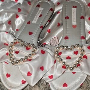 Victoria's Secret Pearl Heart Satin Slippers